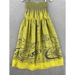 Lapis Dress Womens One Size Green Purple Smocked Strapless Boho Swirl Print A097